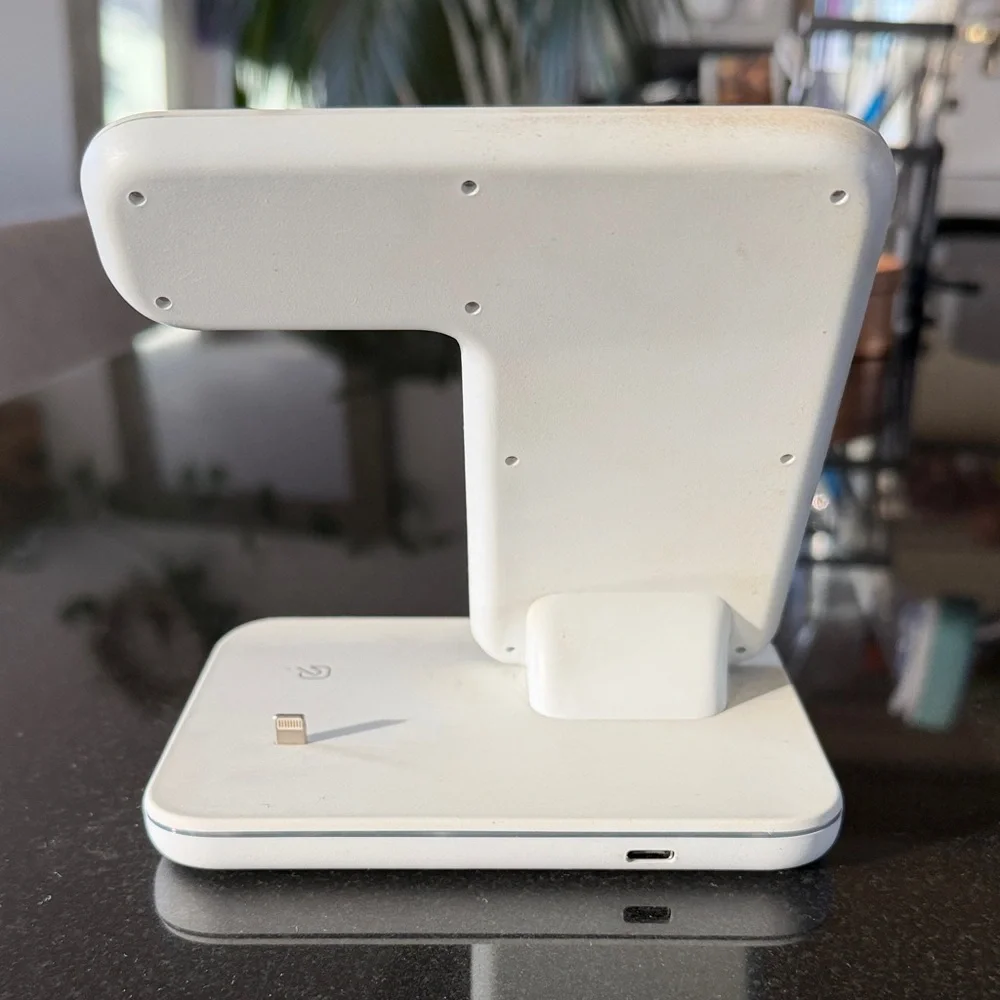 White 3-in-1 Wireless Charging Station Dock for iPhone, Apple Watch, AirPods